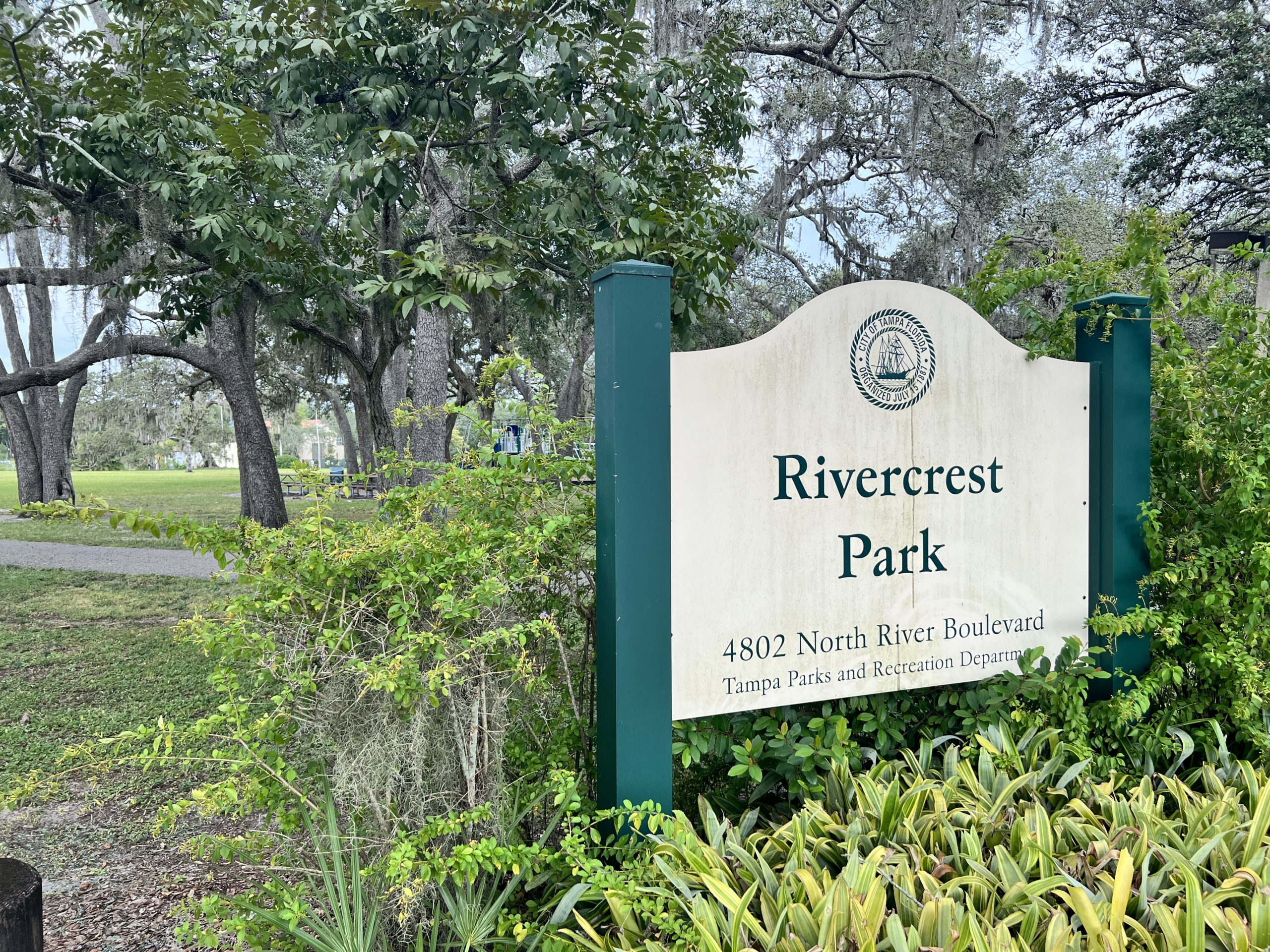 Rivercrest Park Entrance in South Seminole Heights